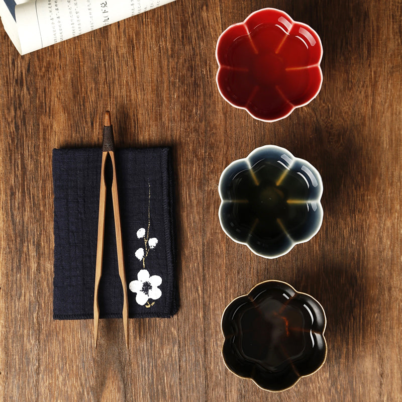 Tazze da tè cinesi in stile orientale con fiori di prugna per tisane/espresso/caffè 