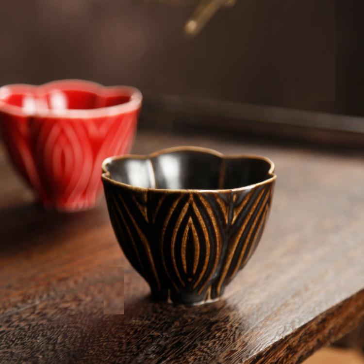 Tazze da tè cinesi in stile orientale con fiori di prugna per tisane/espresso/caffè 