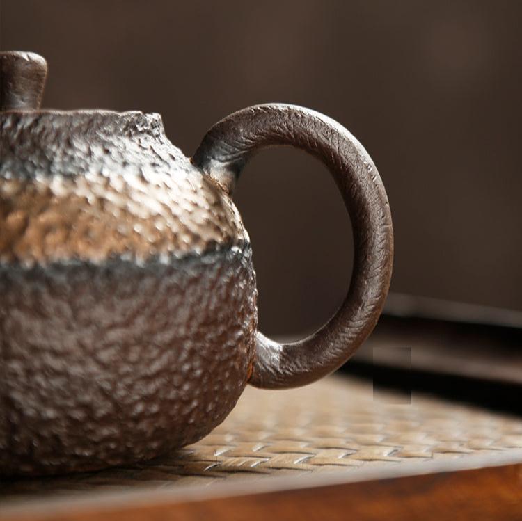 Antique Styled Classic Xishi Clay Pottery Teapot in 2 Toned Glaze/Kungfu Earthware Teapot