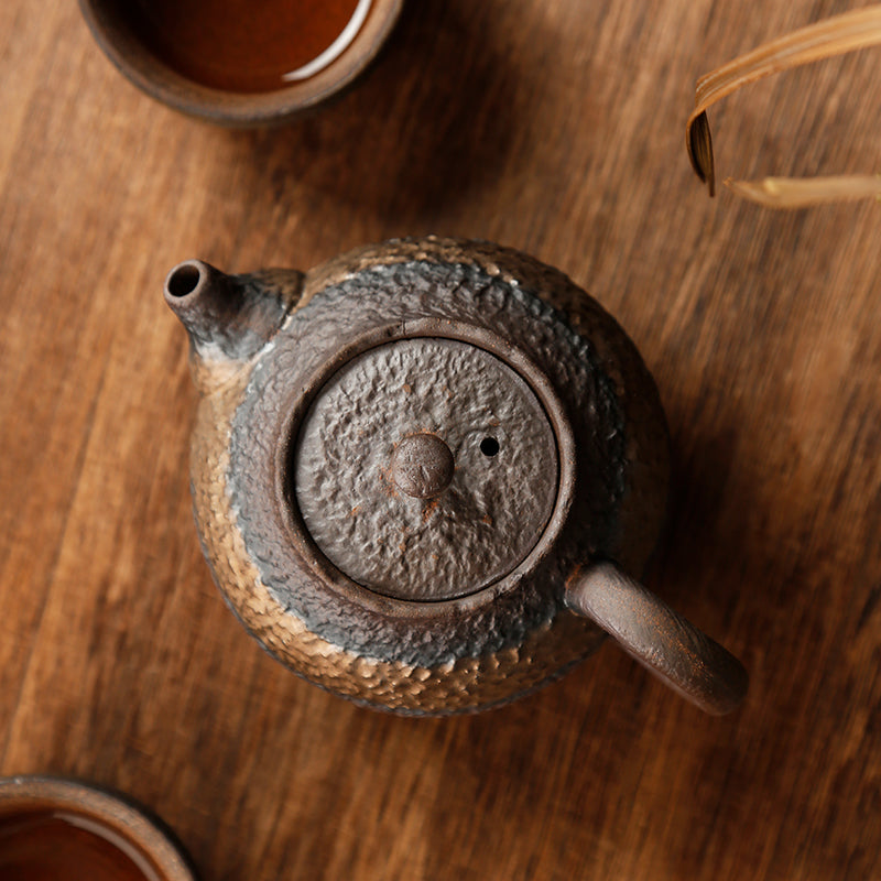 Antique Styled Classic Xishi Clay Pottery Teapot in 2 Toned Glaze/Kungfu Earthware Teapot