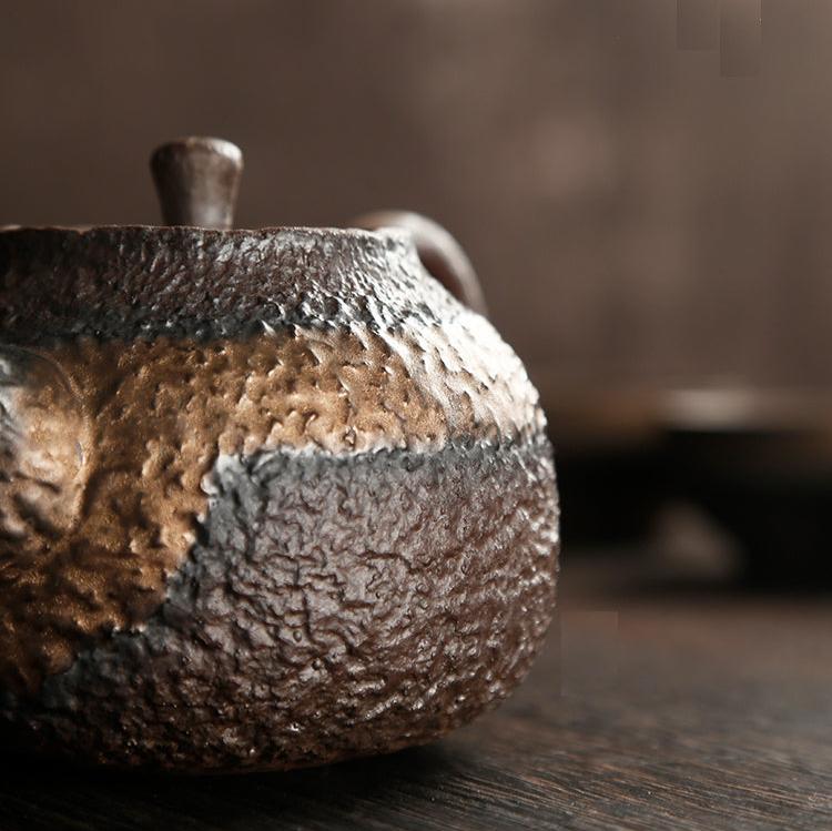 Antique Styled Classic Xishi Clay Pottery Teapot in 2 Toned Glaze/Kungfu Earthware Teapot