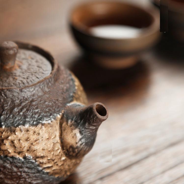 Antique Styled Classic Xishi Clay Pottery Teapot in 2 Toned Glaze/Kungfu Earthware Teapot