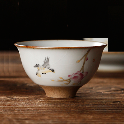 Tazze da tè cinesi in ceramica in stile vintage/Tazza da tè Kungfu in pietra Ru Ware con smalto ghiacciato e screpolato
