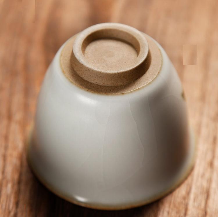 Tazze da tè cinesi in ceramica in stile vintage/Tazza da tè Kungfu in pietra Ru Ware con smalto ghiacciato e screpolato