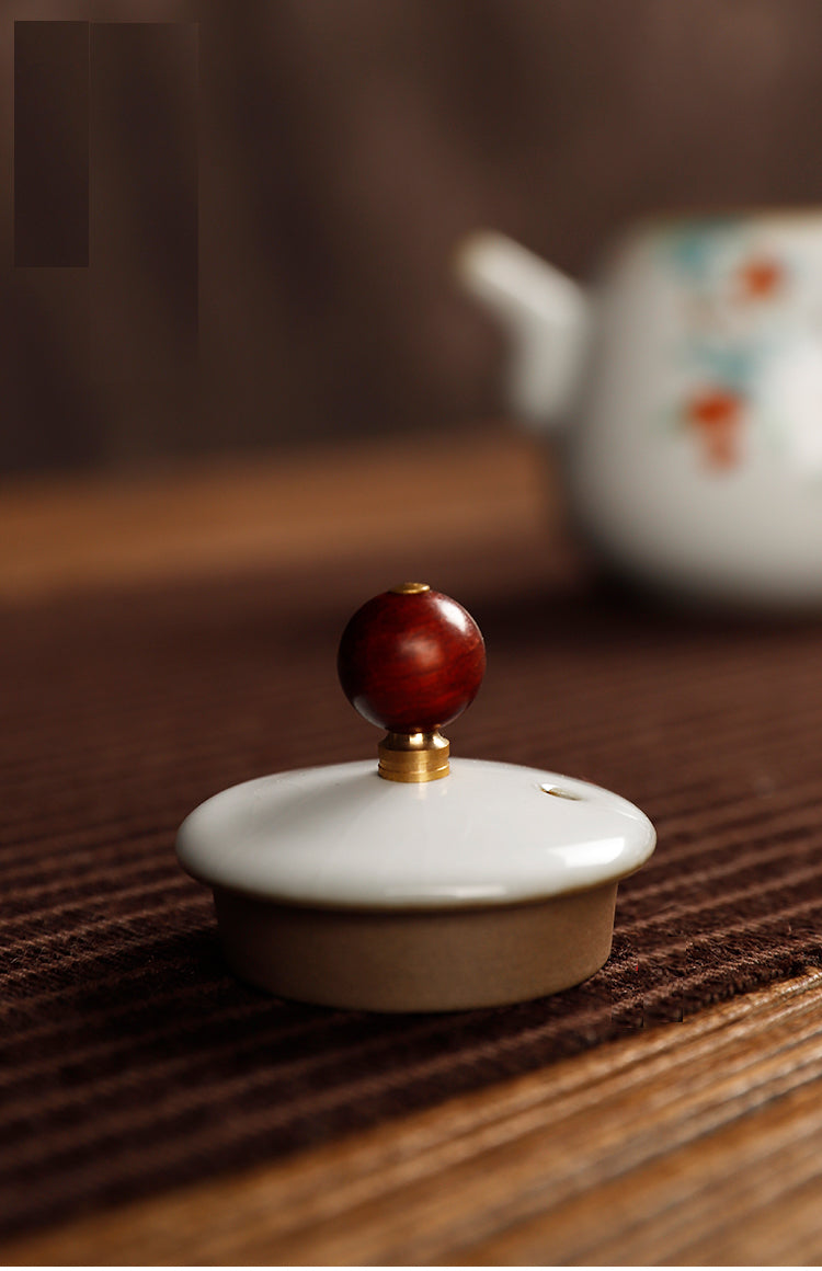 Teiera cinese in ceramica in stile vintage/Classica Ru Ware/Teiera Kung Fu/Dipinta a mano/Effetto giada crepa ghiaccio Jingdezhen Ware - Serie fiori/uccelli
