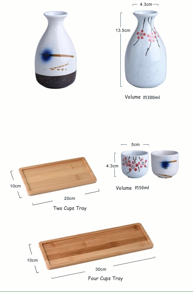 Modern Minimalism Japanese Ceramic Sake Drinking Set with Oriental Design