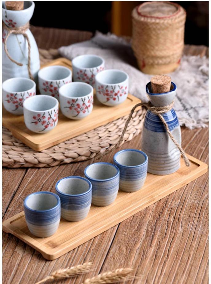 Modern Minimalism Japanese Ceramic Sake Drinking Set with Oriental Design