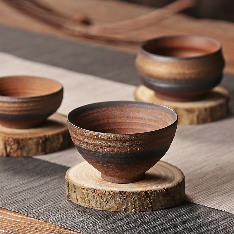Retro Styled Rustic Glod Corase Earthware Cup for Tea/Coffee/Espresso/Japanese Sake