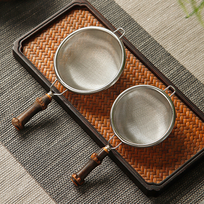 Stainless Steel Tea Leaf Strainer/Infuser with Purpoe Bamboo Handles