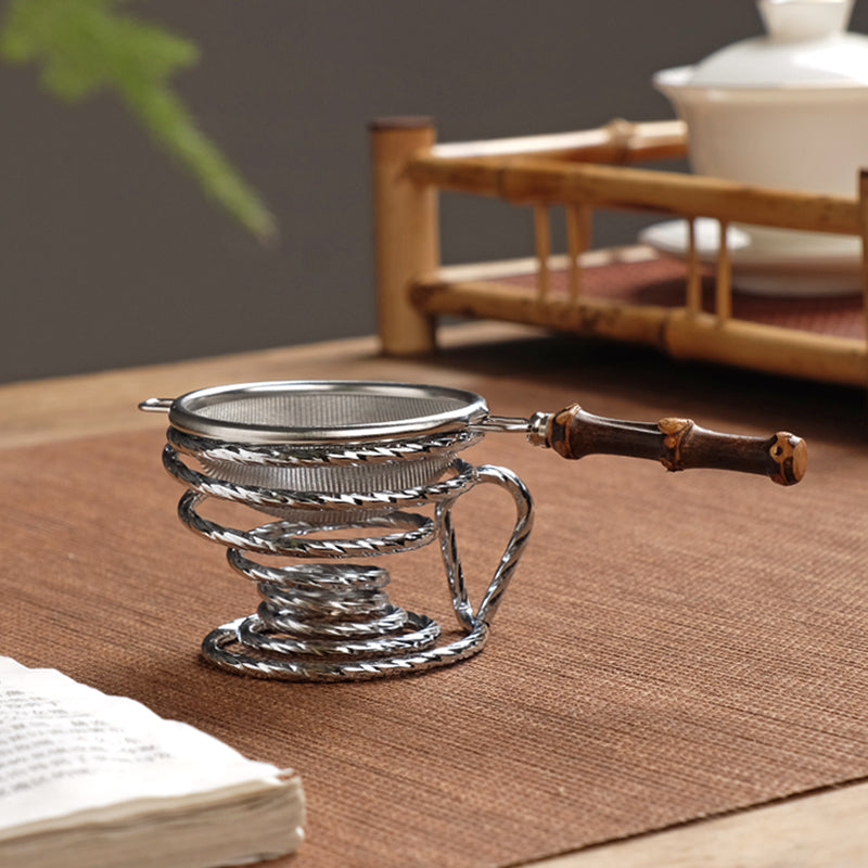 Stainless Steel Tea Leaf Strainer/Infuser with Purpoe Bamboo Handles