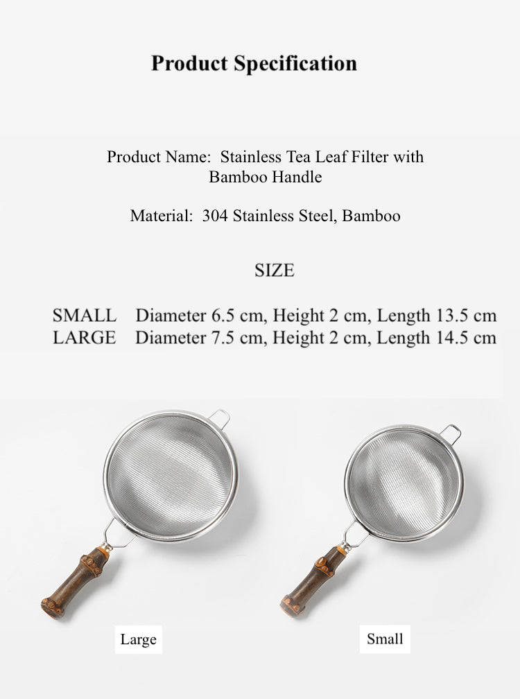 Stainless Steel Tea Leaf Strainer/Infuser with Purpoe Bamboo Handles