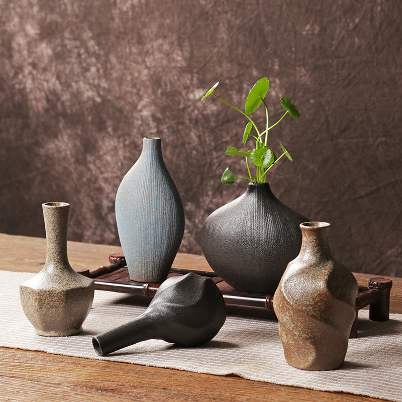 Oriental Clay Pottery Vase/Tea Dinner Table Vase/Home Decoration/Zen Tea Culture Minimalism Vase/Pottery