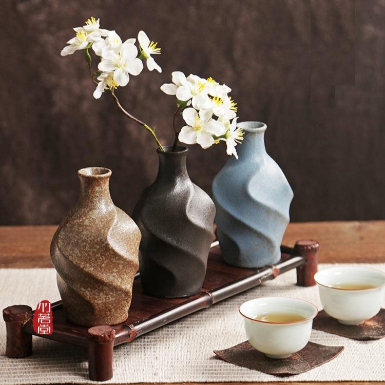 Oriental Clay Pottery Vase/Tea Dinner Table Vase/Home Decoration/Zen Tea Culture Minimalism Vase/Pottery