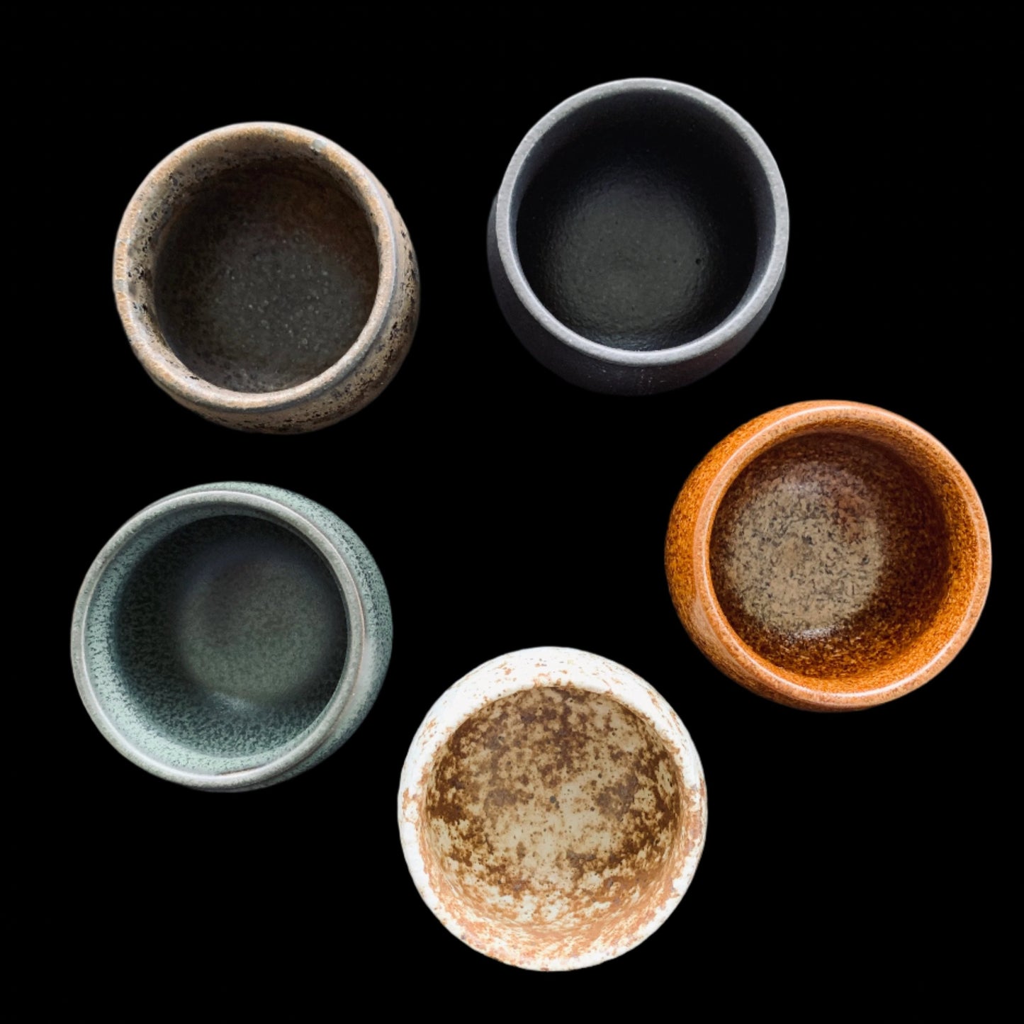 Earthware Corase Pottery Chinese Tea Cup Set/5 Cup Nature Crockery Gift Set-Type D