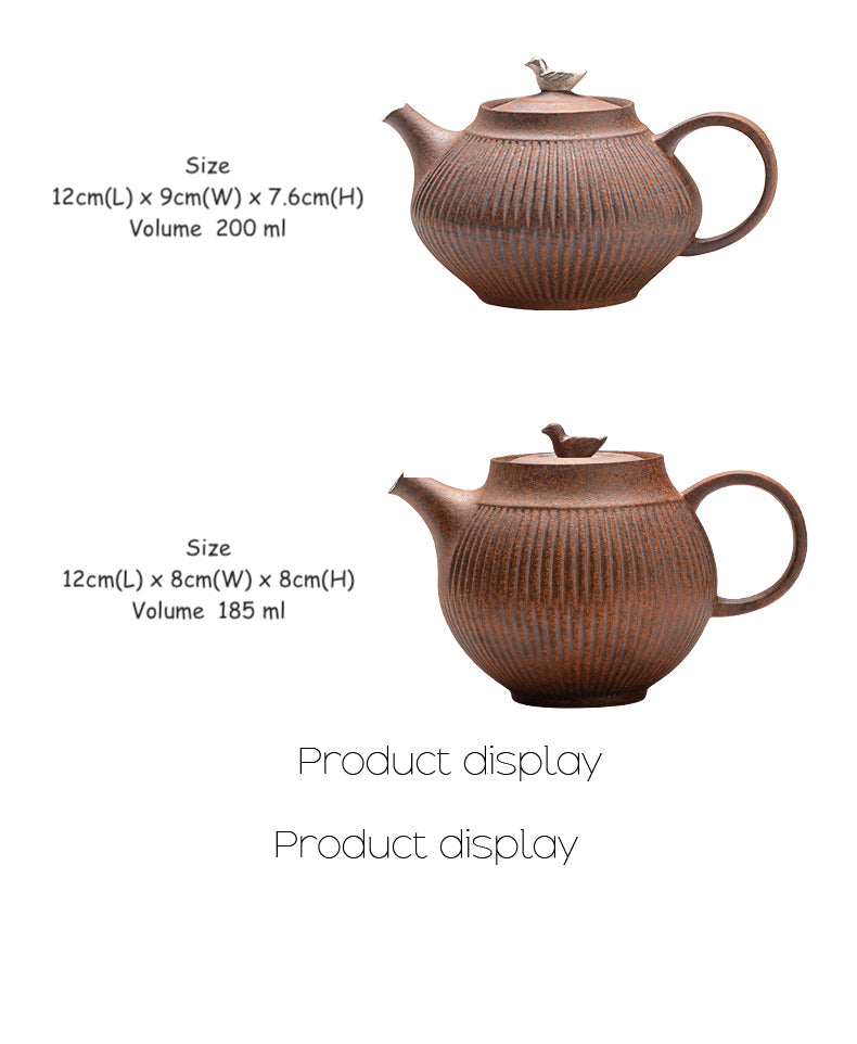Rustic Styled Earthward Handcrafted Chinese Teapot with Duck Figurine