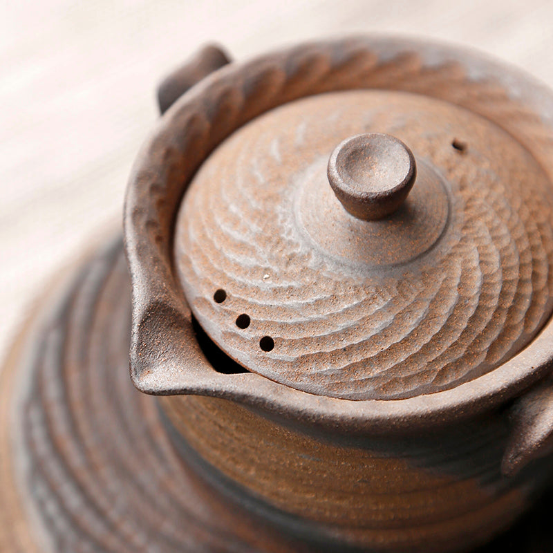 Rustic Styled Earthware Teapot/Tea Pitcher for Chinese Kungfu Tea set/Antiqe Style Rustic Oriental Pottery