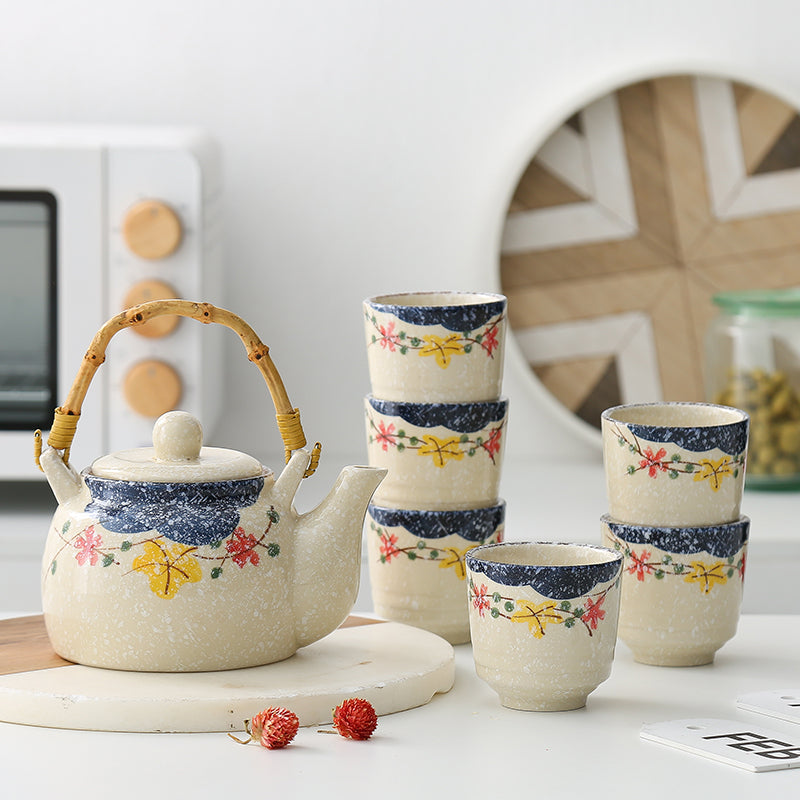 Japanese/Korea Styled Ceramic Teapot with Bambool Handle, 650ml or 1000ml Volume
