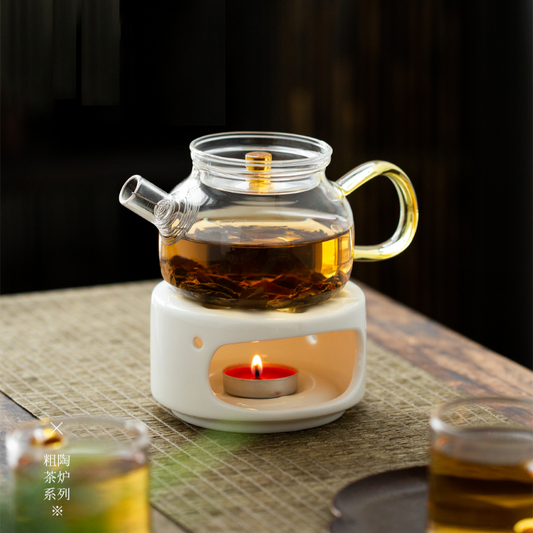 Ceramic Candle Stove and Tea Serving Set (Stove+Teapot+2 Cups)