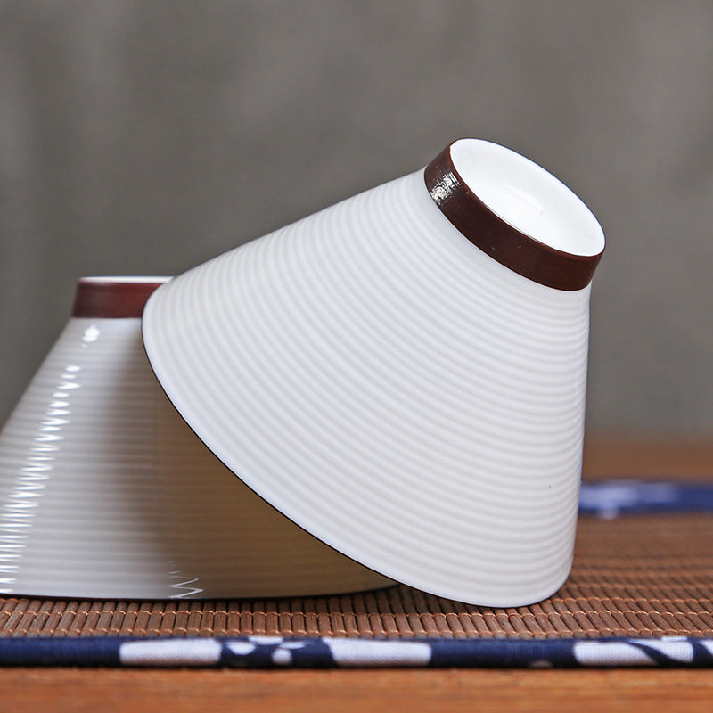 Tazza da tè cinese in porcellana dipinta a inchiostro d'acqua/tazza da tè Kung Fu a forma di cappello di bambù/taoismo/smalto colorato a inchiostro d'acqua-ceramica Jingdezhen