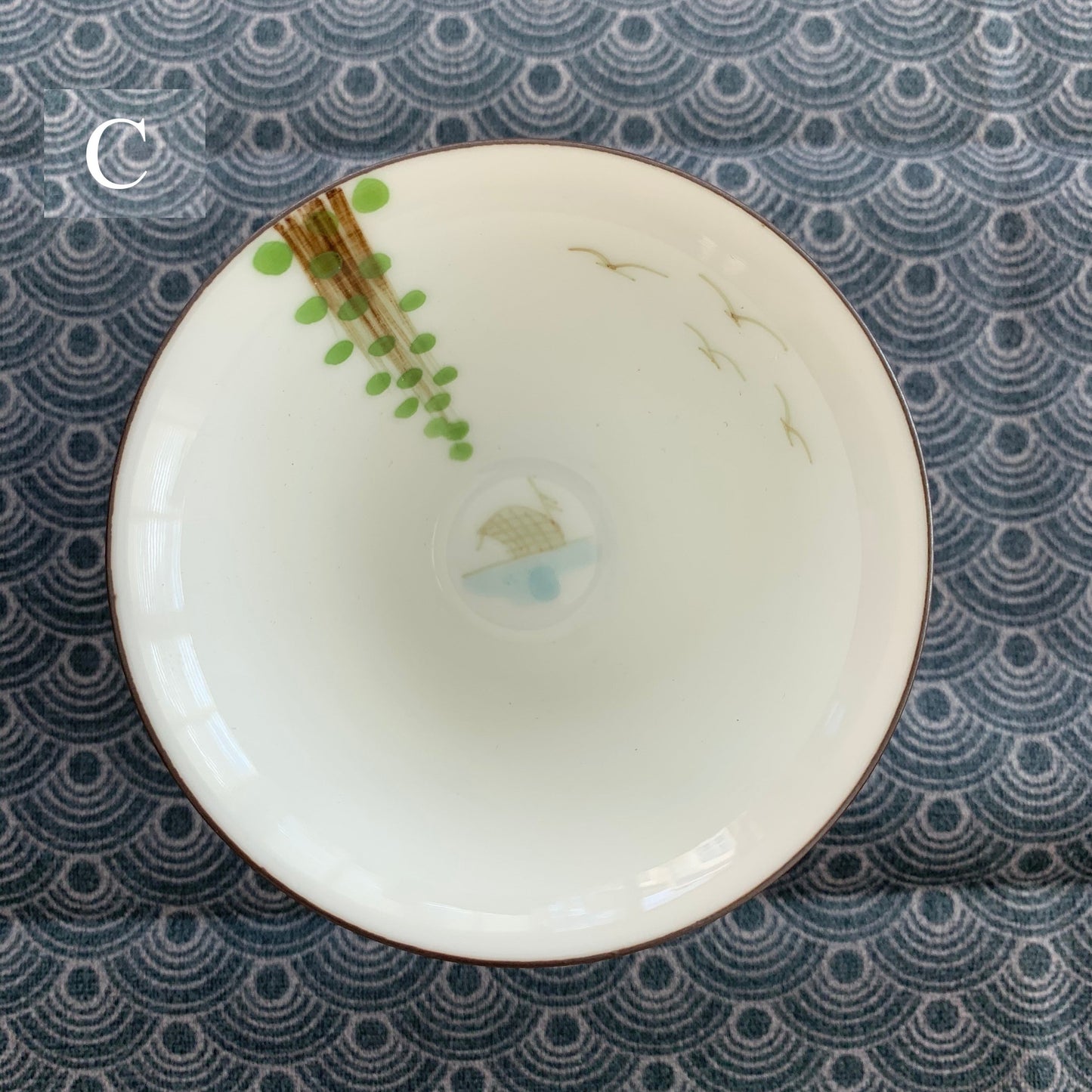 Tazza da tè cinese in porcellana dipinta a inchiostro d'acqua/tazza da tè Kung Fu a forma di cappello di bambù/taoismo/smalto colorato a inchiostro d'acqua-ceramica Jingdezhen