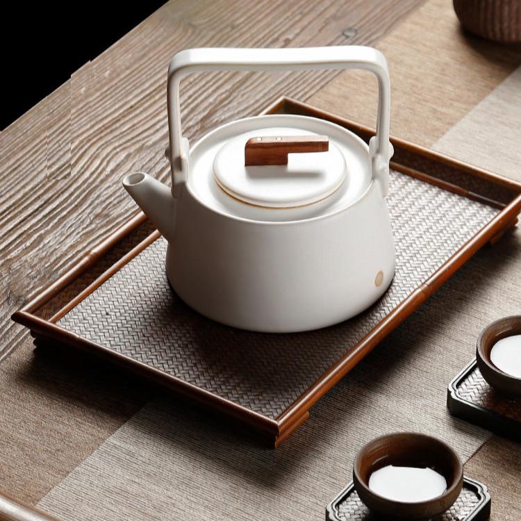 Minimalism Fusion Style White Clay Ceramic Teapot