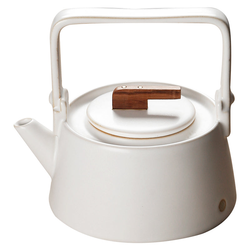 Minimalism Fusion Style White Clay Ceramic Teapot
